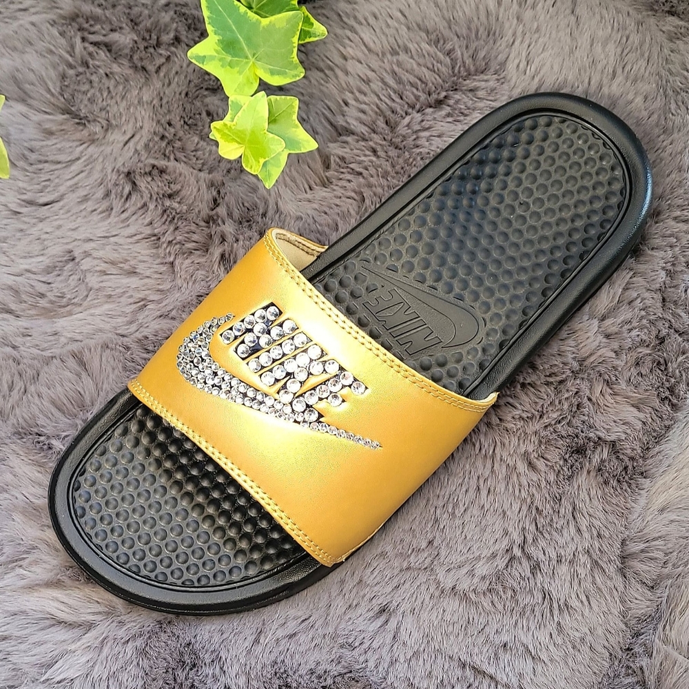 Custom One-Of-A-Kind Rhinestone Nike Slide